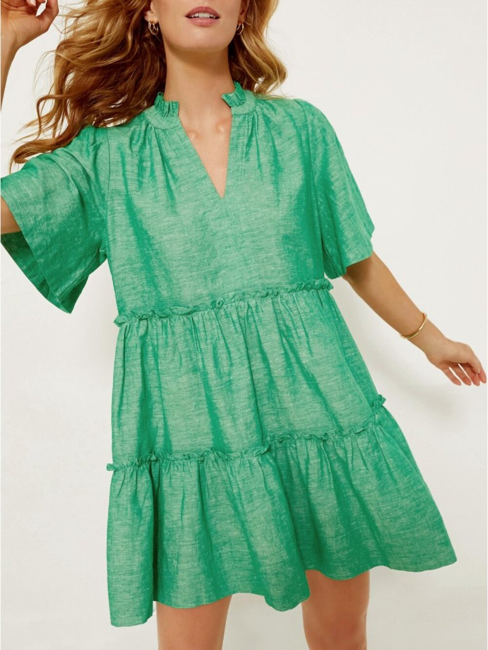 New Tuckernuck Crawford Cotton Linen Mini Dress Green XS $188